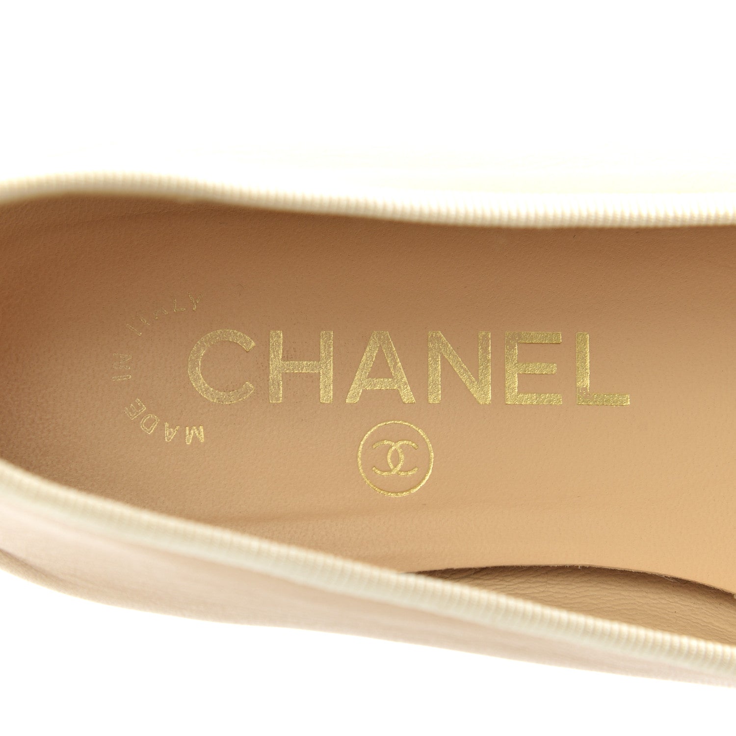 Chanel Lambskin Cap Toe CC Ballerina Flats 36.5 Beige Black 7 of 21