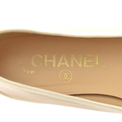 Chanel Lambskin Cap Toe CC Ballerina Flats 36.5 Beige Black 7 of 21