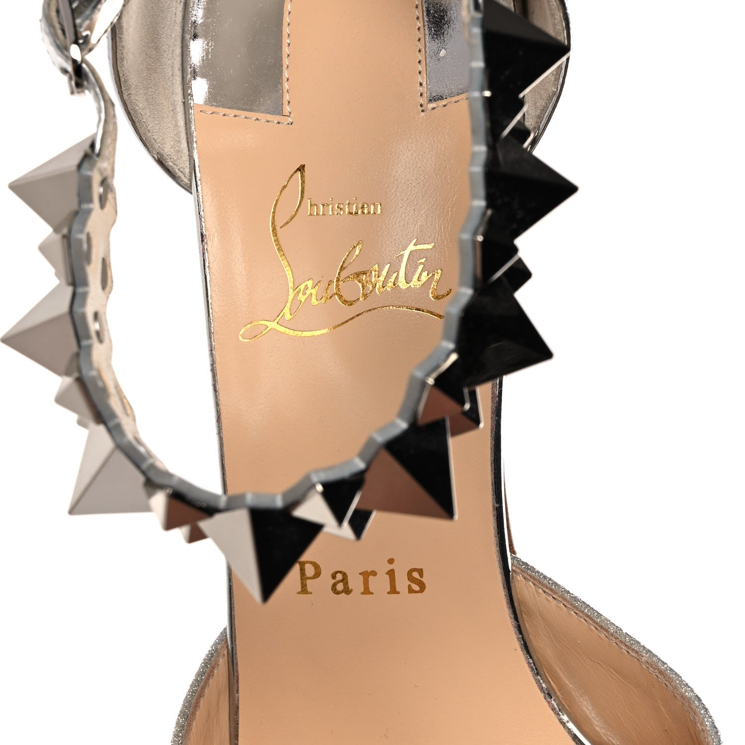 Christian Louboutin Glitter Calfskin Planisfemme 120 Peep Toe Sandals 39.5 Silver 7 of 13