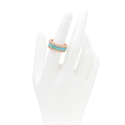 Roberto Coin 18K Rose Gold Diamond Turquoise Art Deco Ring 54 6.75 2 of 4