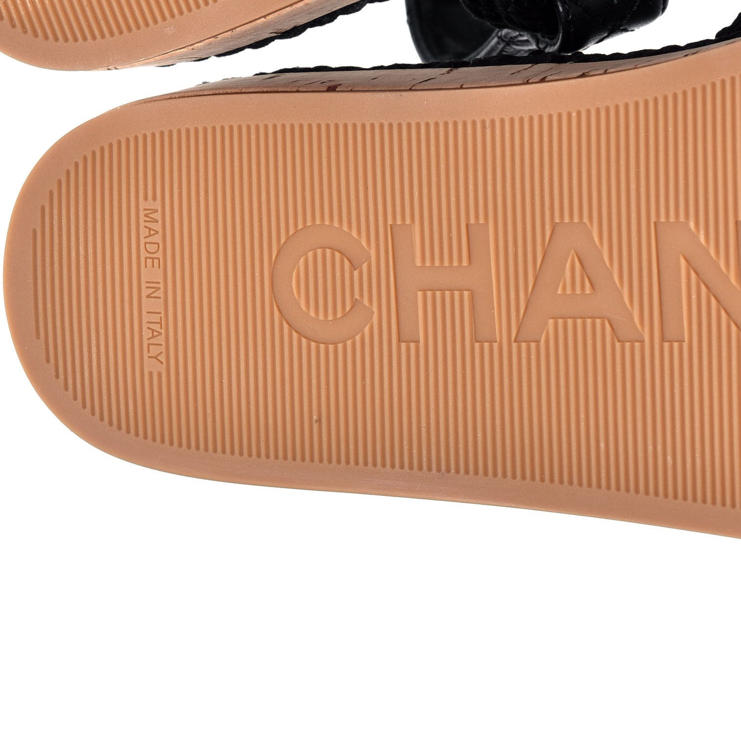 Cord Lambskin Quilted Logo Sandals 38 Black