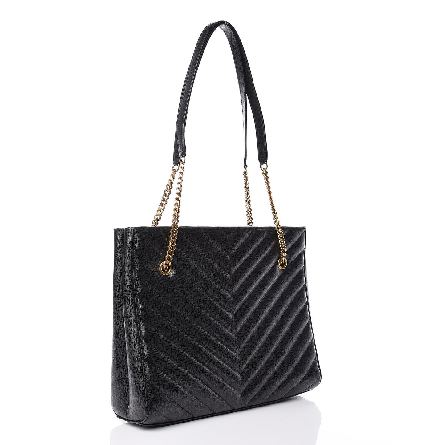 Grain De Poudre Matelasse Chevron Medium Tribeca Shopping Bag Black