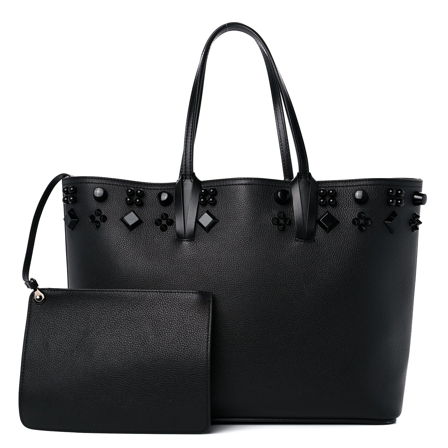 Christian Louboutin Calfskin Empire Spike Studded East West Cabata Tote Black 1 of 15