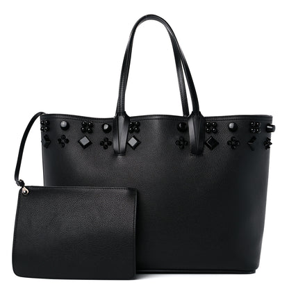 Christian Louboutin Calfskin Empire Spike Studded East West Cabata Tote Black 1 of 15