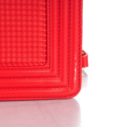 Chanel Lambskin Embossed Large Boy Cube Flap Red White 8 of 9