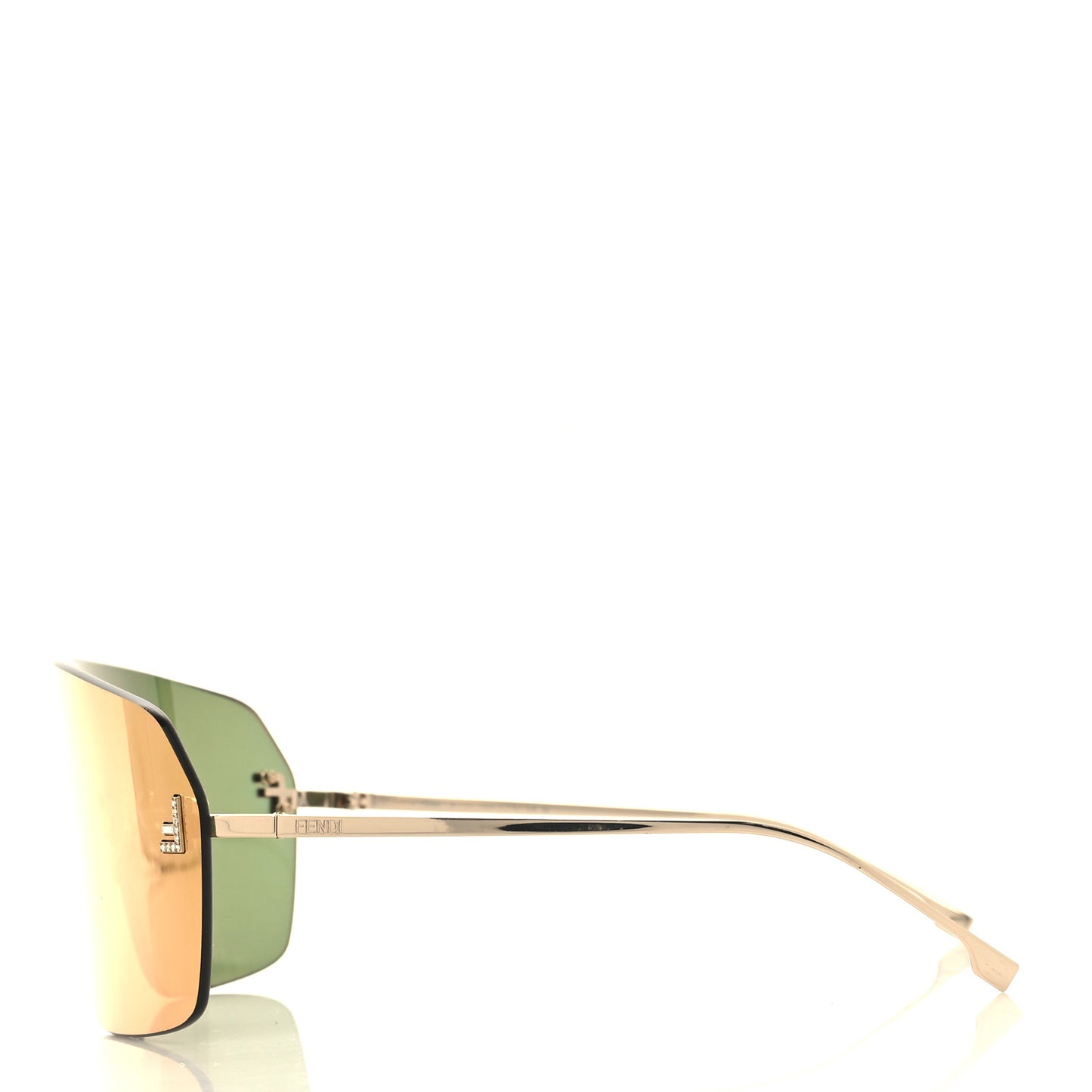 Metal Crystal Fendi First Shield Sunglasses FE4121US Gold