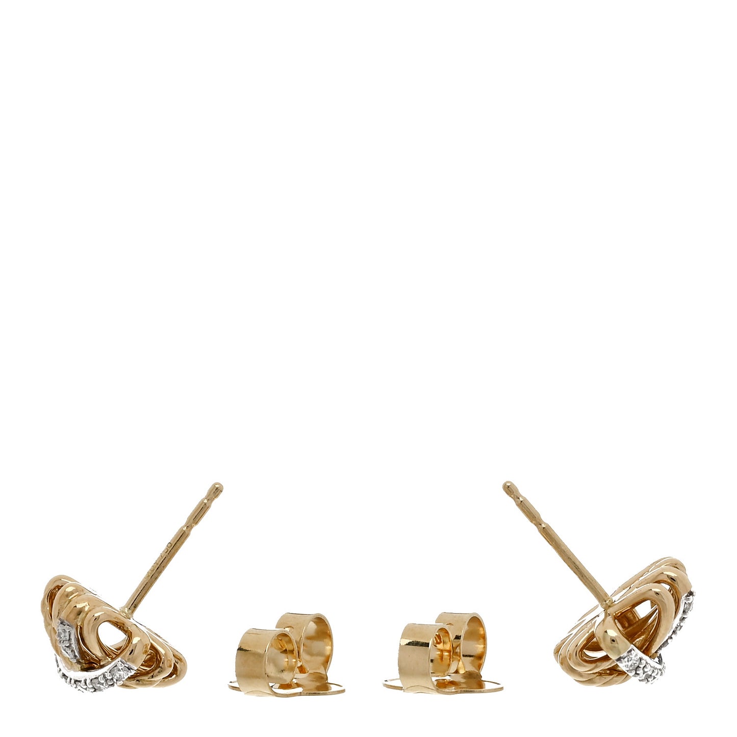 18K Yellow Gold Diamond 11mm Crossover Stud Earrings