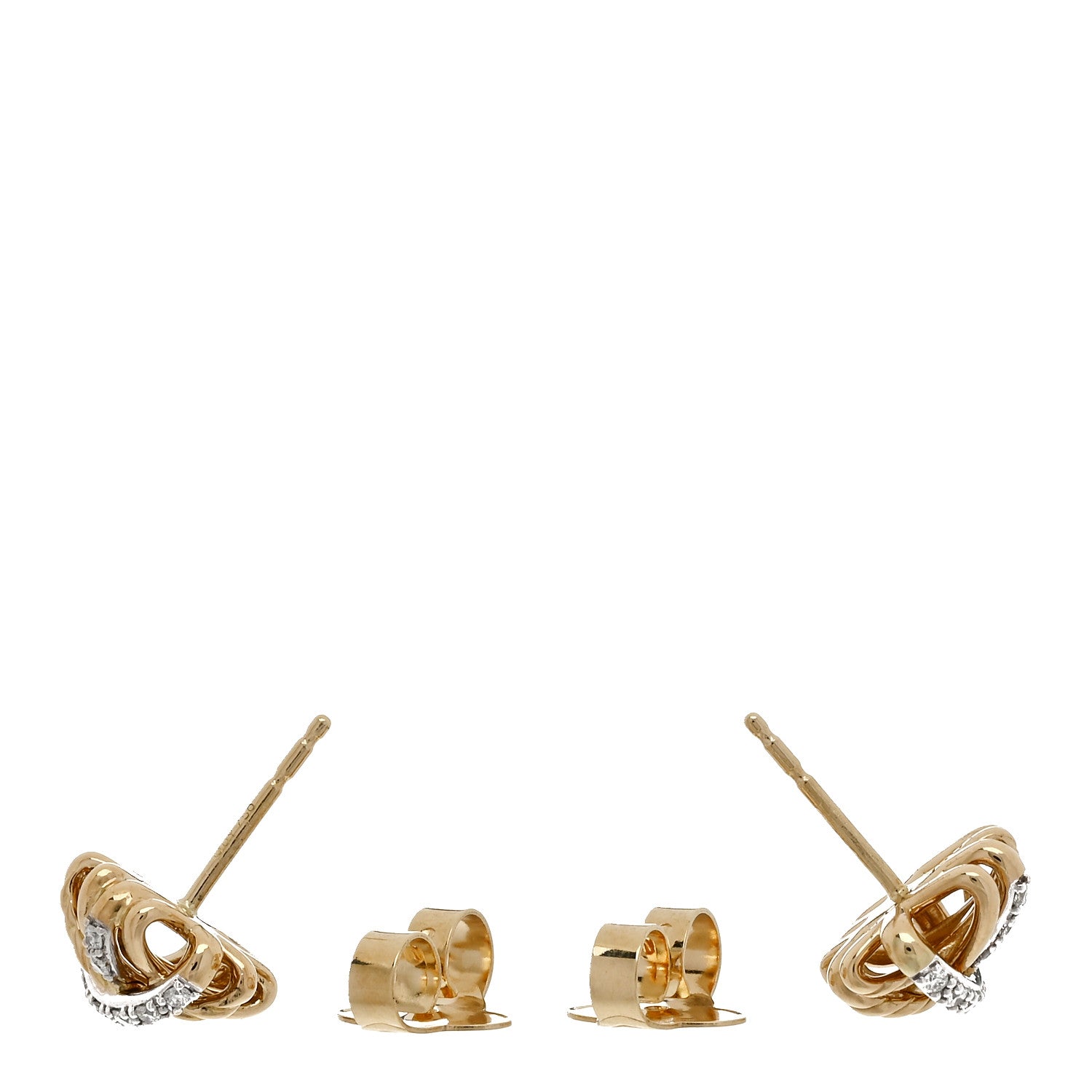 David Yurman 18K Yellow Gold Diamond 11mm Crossover Stud Earrings 3 of 4