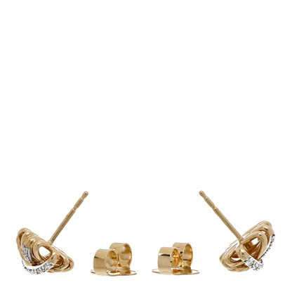 David Yurman 18K Yellow Gold Diamond 11mm Crossover Stud Earrings 3 of 4