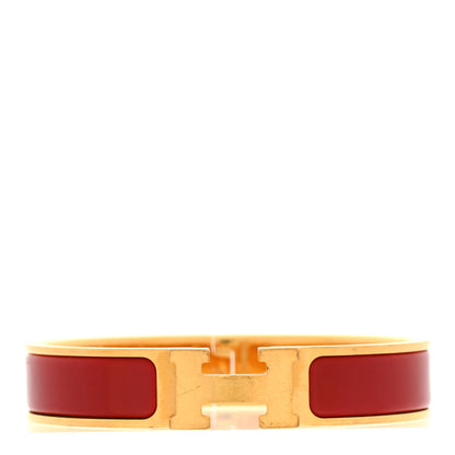 Hermes Enamel Narrow Clic Clac H Bracelet PM Rouge Amarante 1 of 5