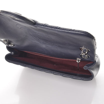 Chanel Lambskin Chevron Double Stitch Medium Single Flap Navy 5 of 10