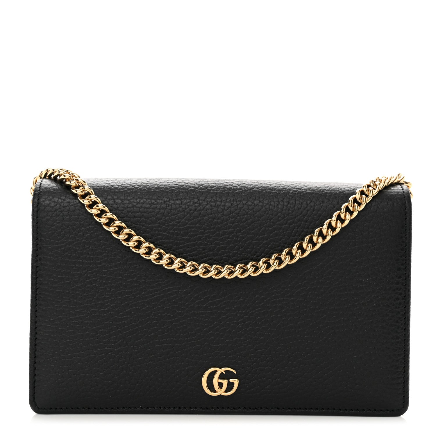 Gucci Calfskin Mini GG Marmont Chain Wallet Black 1 of 10
