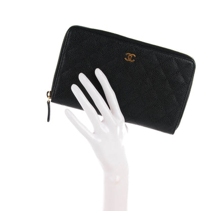 Chanel Caviar Quilted Large Zip Around Wallet Black 2 of 8