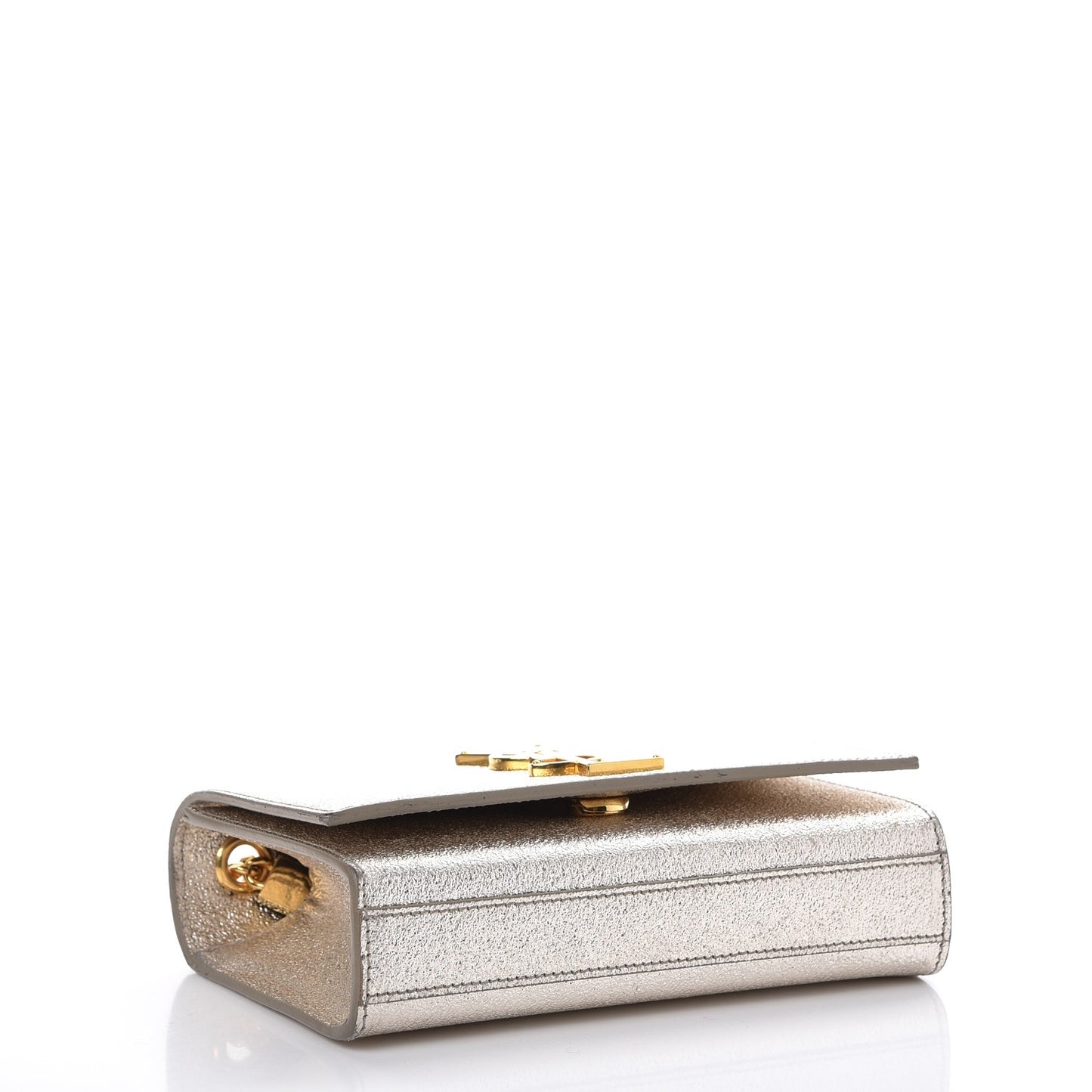 Metallic Calfskin Small Classic Monogram Kate Satchel Pale Gold