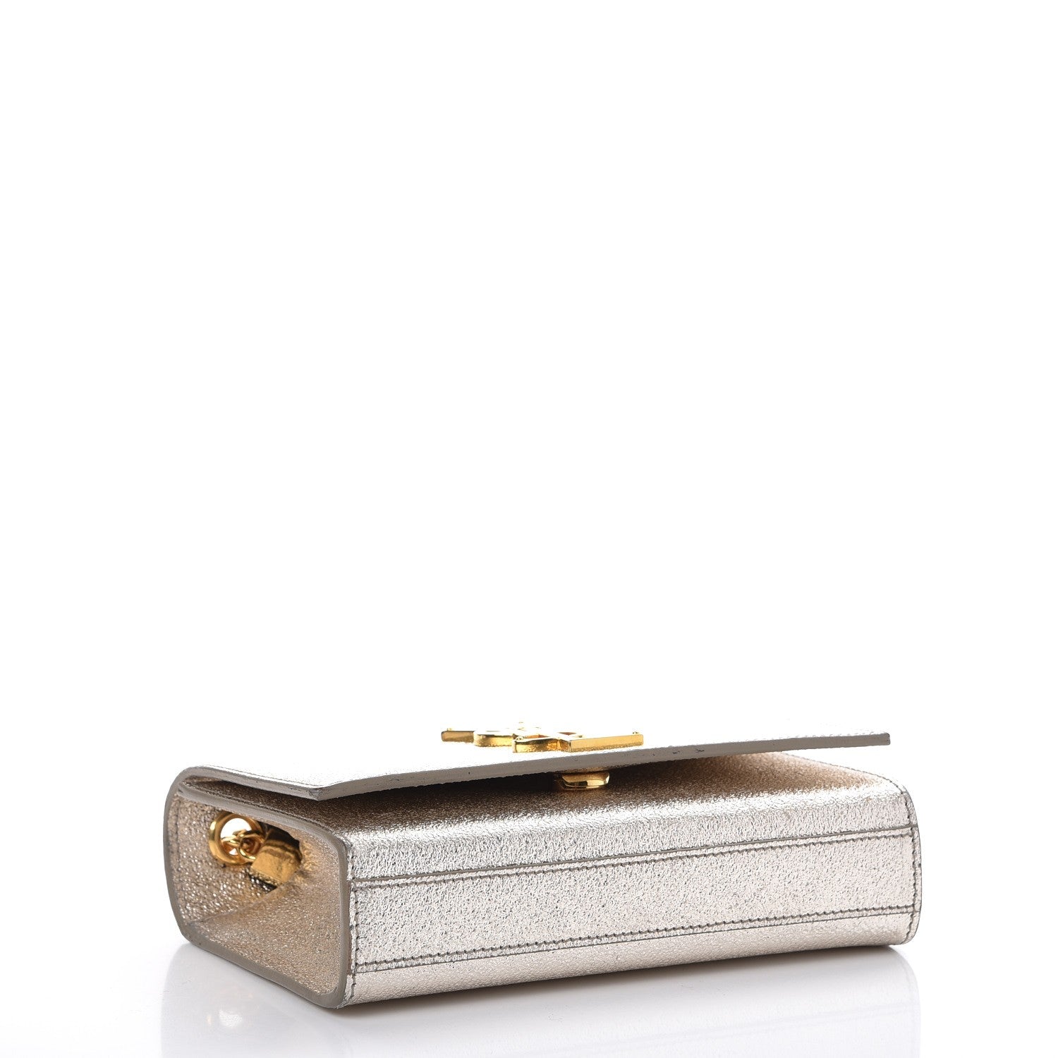 Saint Laurent Metallic Calfskin Small Classic Monogram Kate Satchel Pale Gold 4 of 9