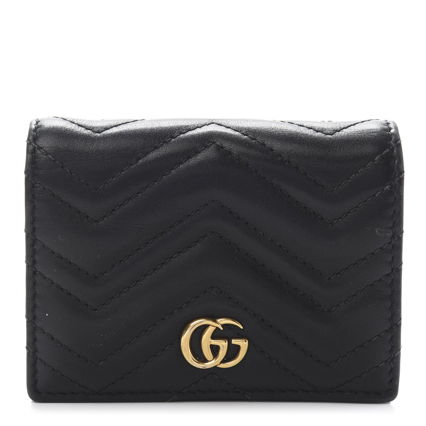 Calfskin Matelasse GG Marmont Card Case Wallet Black