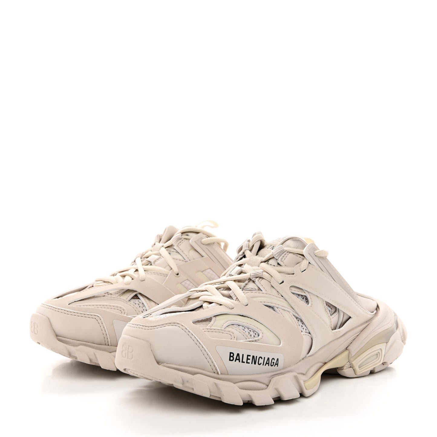 Mesh Rubber Womens Track Mules 38 Beige