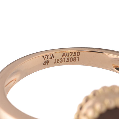 Van Cleef & Arpels 18K Yellow Gold Diamond Tiger's Eye Vintage Alhambra Ring 49 4.75 5 of 6