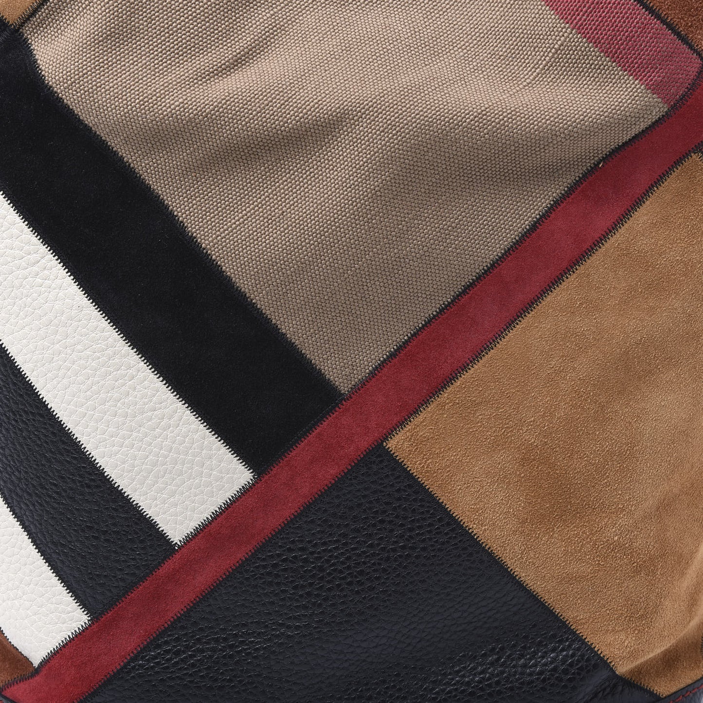 Grainy Calfskin Suede Canvas Mega Check Patchwork Medium Ashby Hobo Multicolor