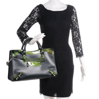 Balenciaga Smooth Calfskin Metallic Patent Giant 12 Silver Hardware City Vert Poker Fonce 2 of 15