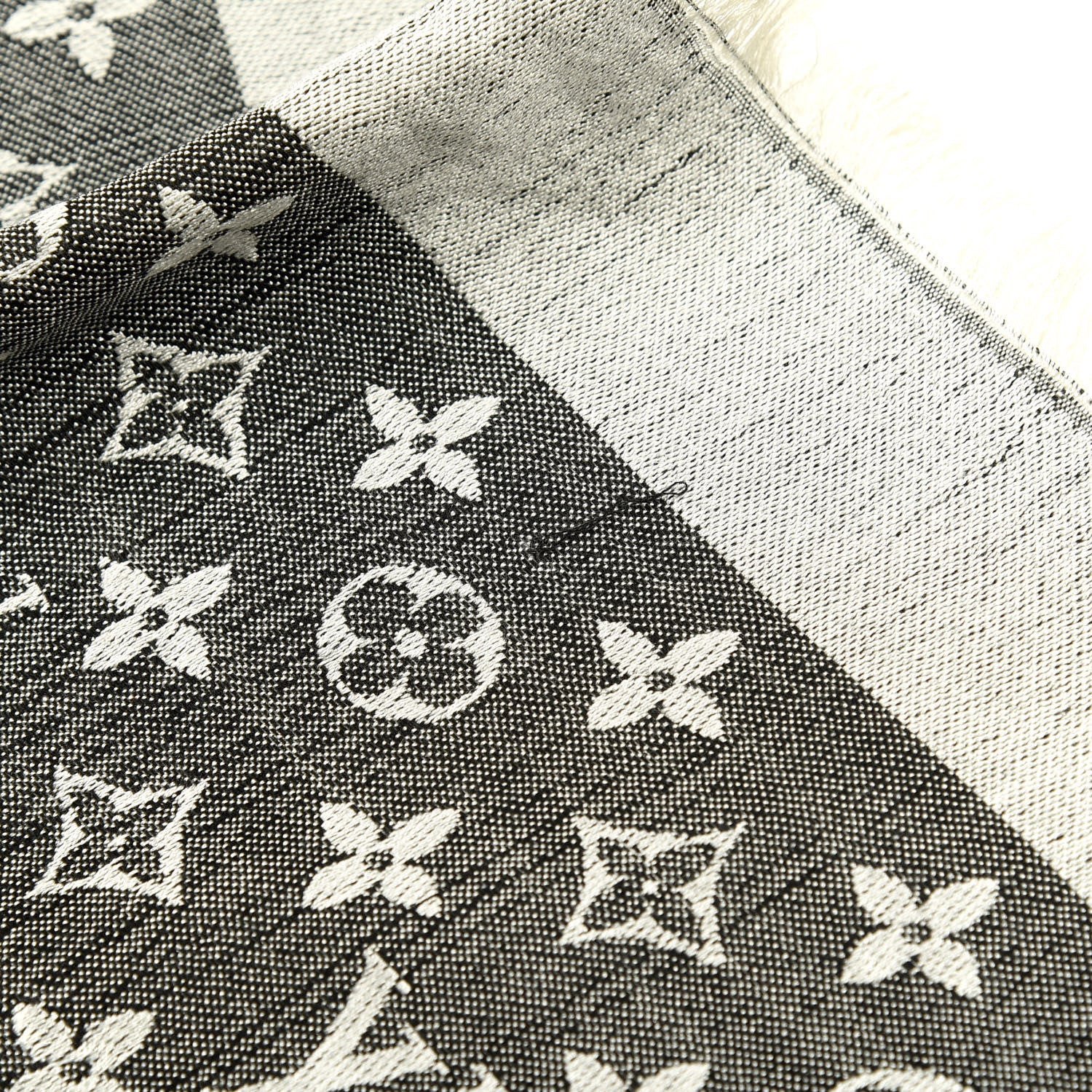 Louis Vuitton Silk Wool Monogram Denim Shawl Black 4 of 6