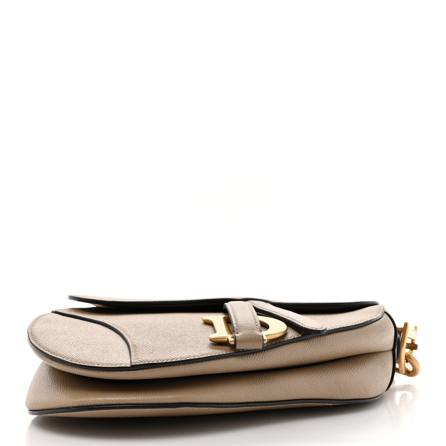 Christian Dior Grained Calfskin Saddle Bag With Strap Warm Taupe 4 of 11