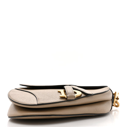 Christian Dior Grained Calfskin Saddle Bag With Strap Warm Taupe 4 of 11