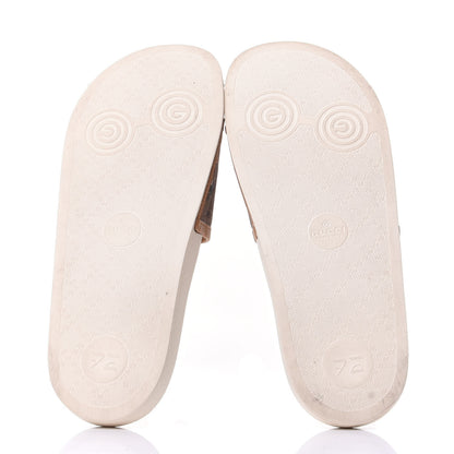 Gucci X DISNEY Mini Vintage GG Supreme Monogram Mickey Mouse Womens Slide Sandals 38 Beige Vintage Sun Oil 7 of 11