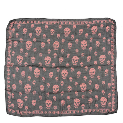 Alexander McQueen Silk Skull Scarf Black Pink 1 of 2