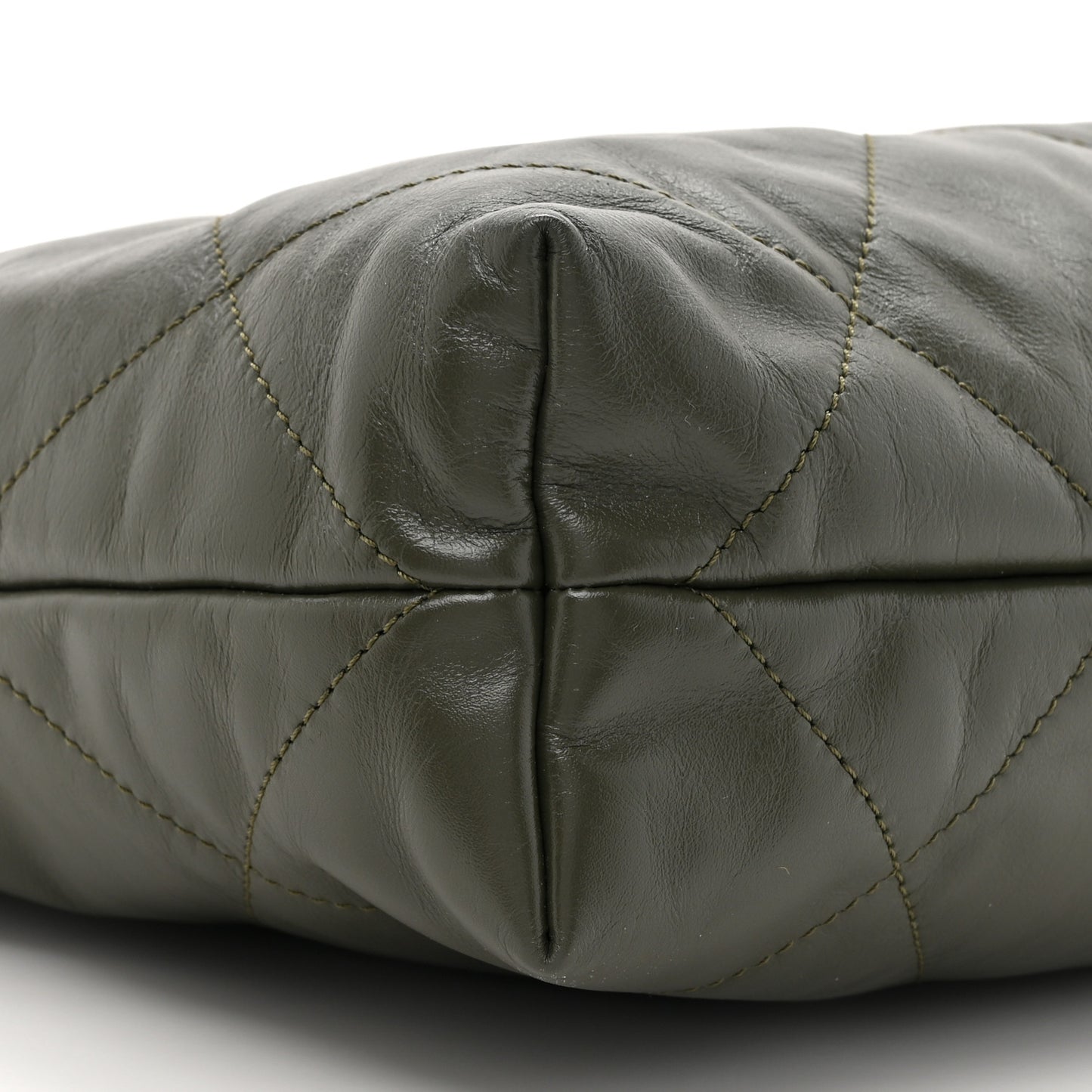 Shiny Calfskin Quilted Small Chanel 22 Khaki