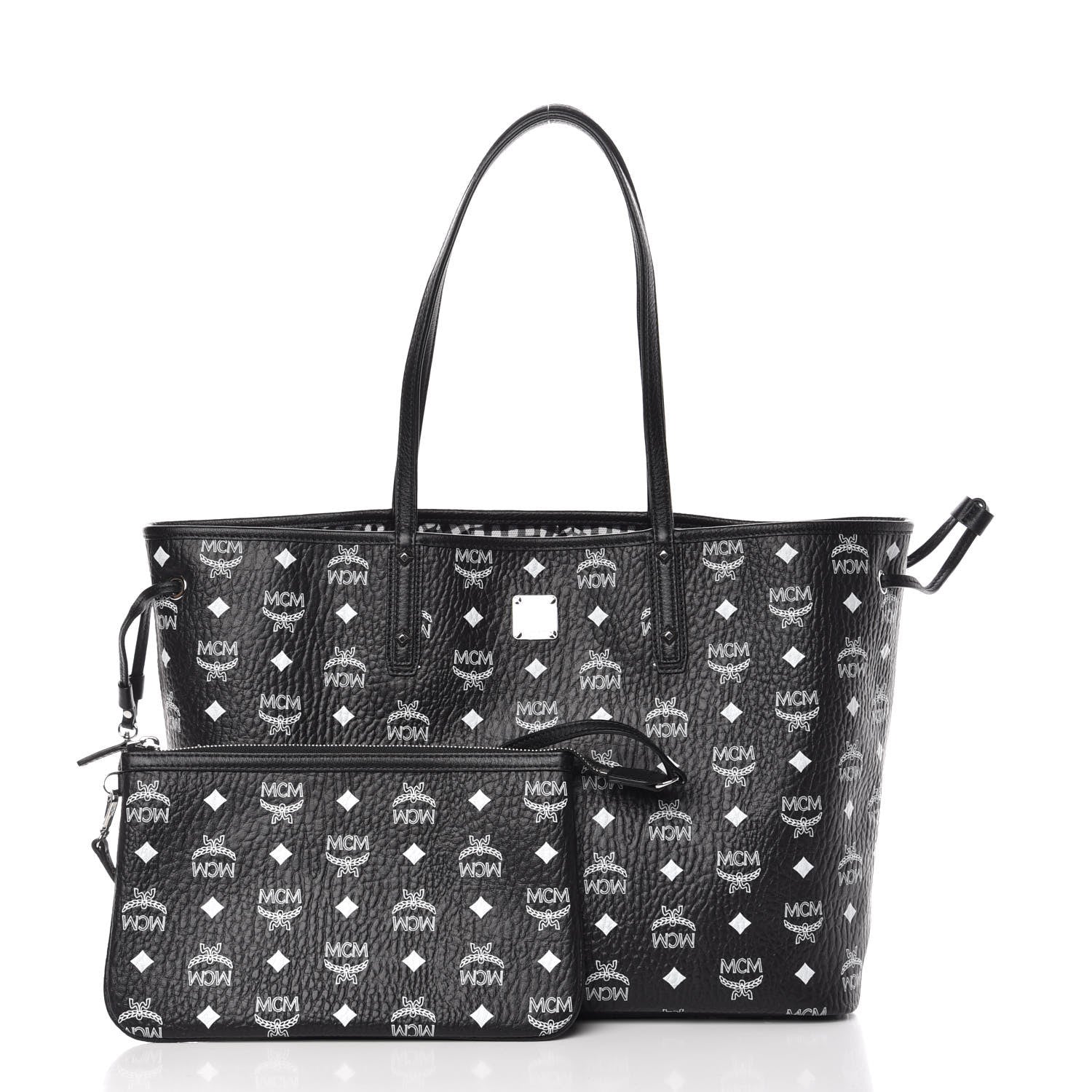 MCM Visetos Medium Reversible Shopper Tote Black 3 of 16