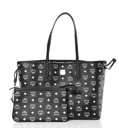 MCM Visetos Medium Reversible Shopper Tote Black 3 of 16