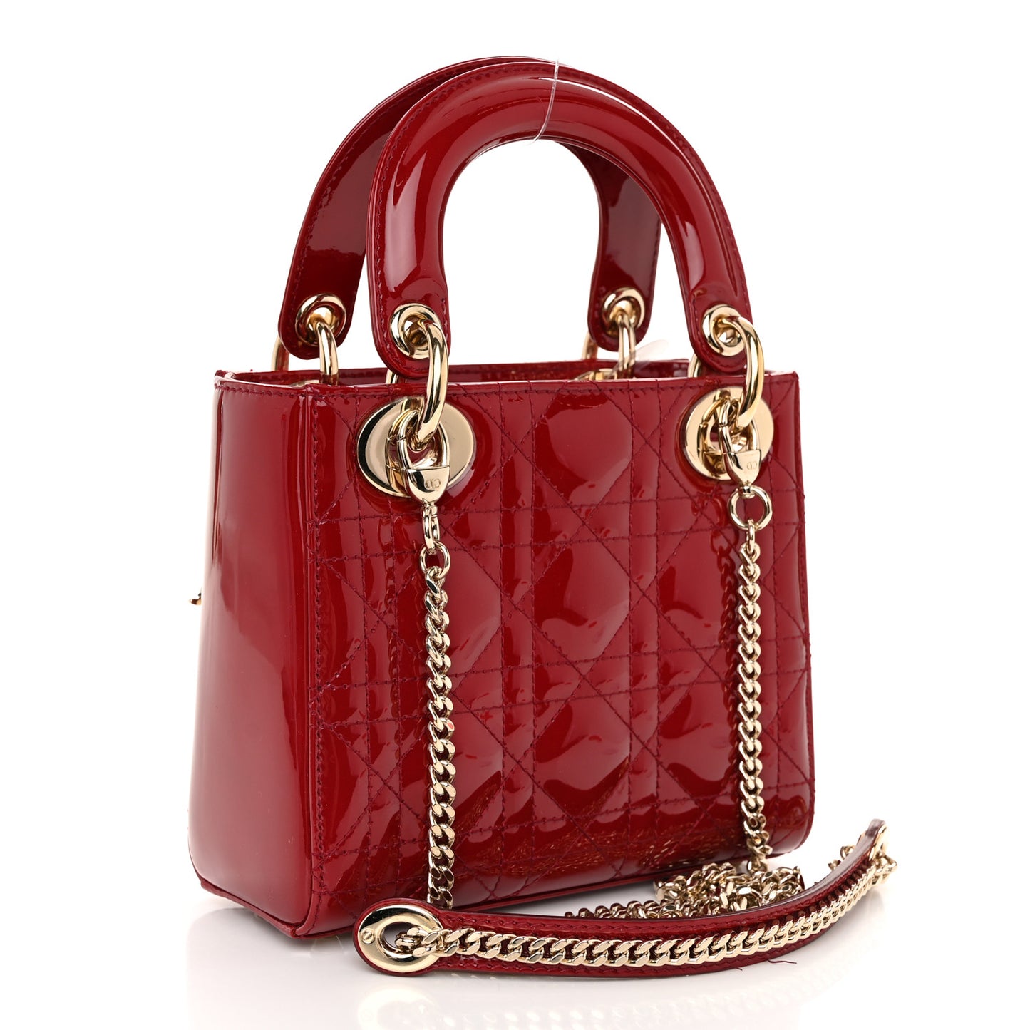 Patent Cannage Mini Lady Dior Red