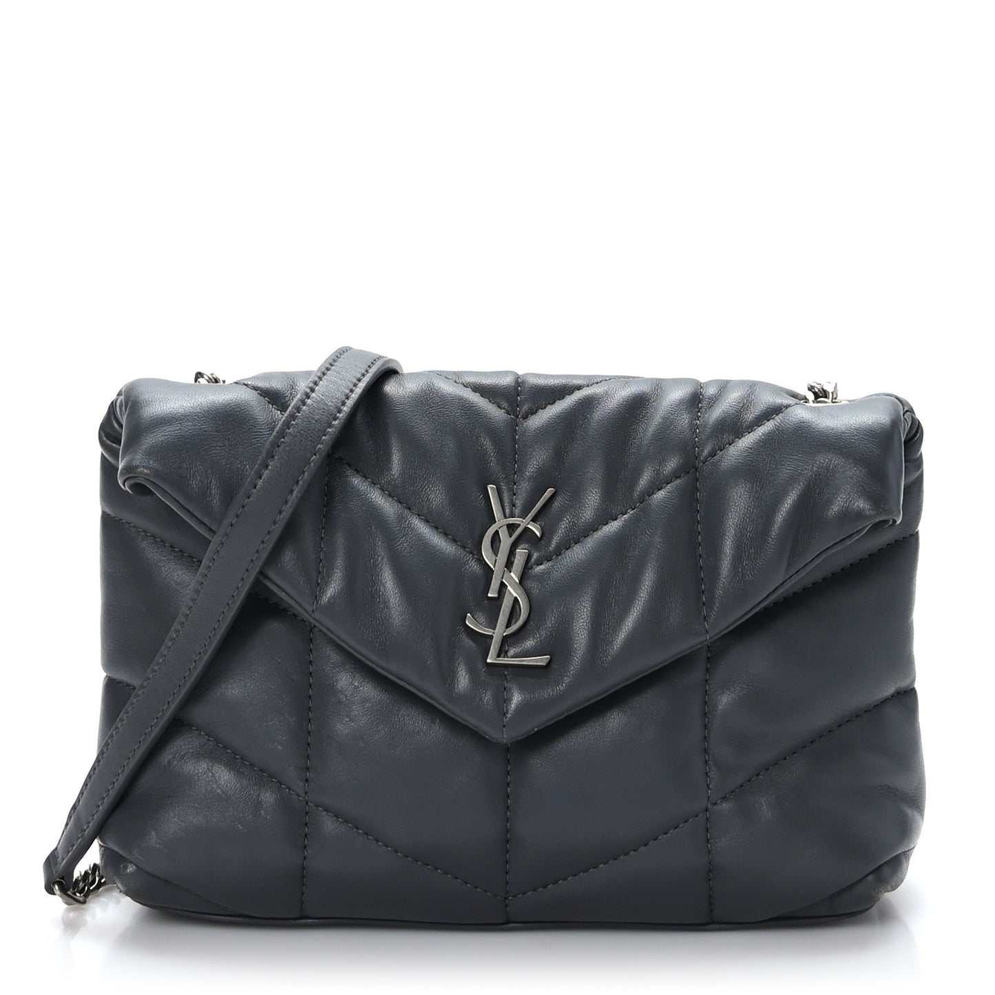 Lambskin Quilted Toy Loulou Puffer Monogram Chain Satchel Storm