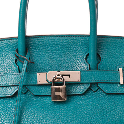 Hermes Taurillon Clemence Birkin 30 Bleu Izmir 36 of 36