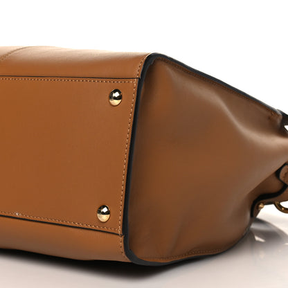 Fendi Vitello Seta Light Century Shearling FF 1974 Medium Peekaboo X-Lite Nocciolo Ebano Tobacco 10 of 10