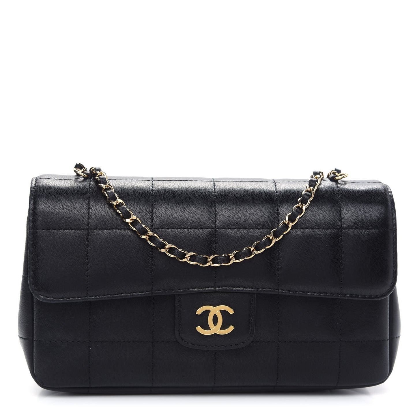 Lambskin Quilted Mini Chocolate Bar Flap Black