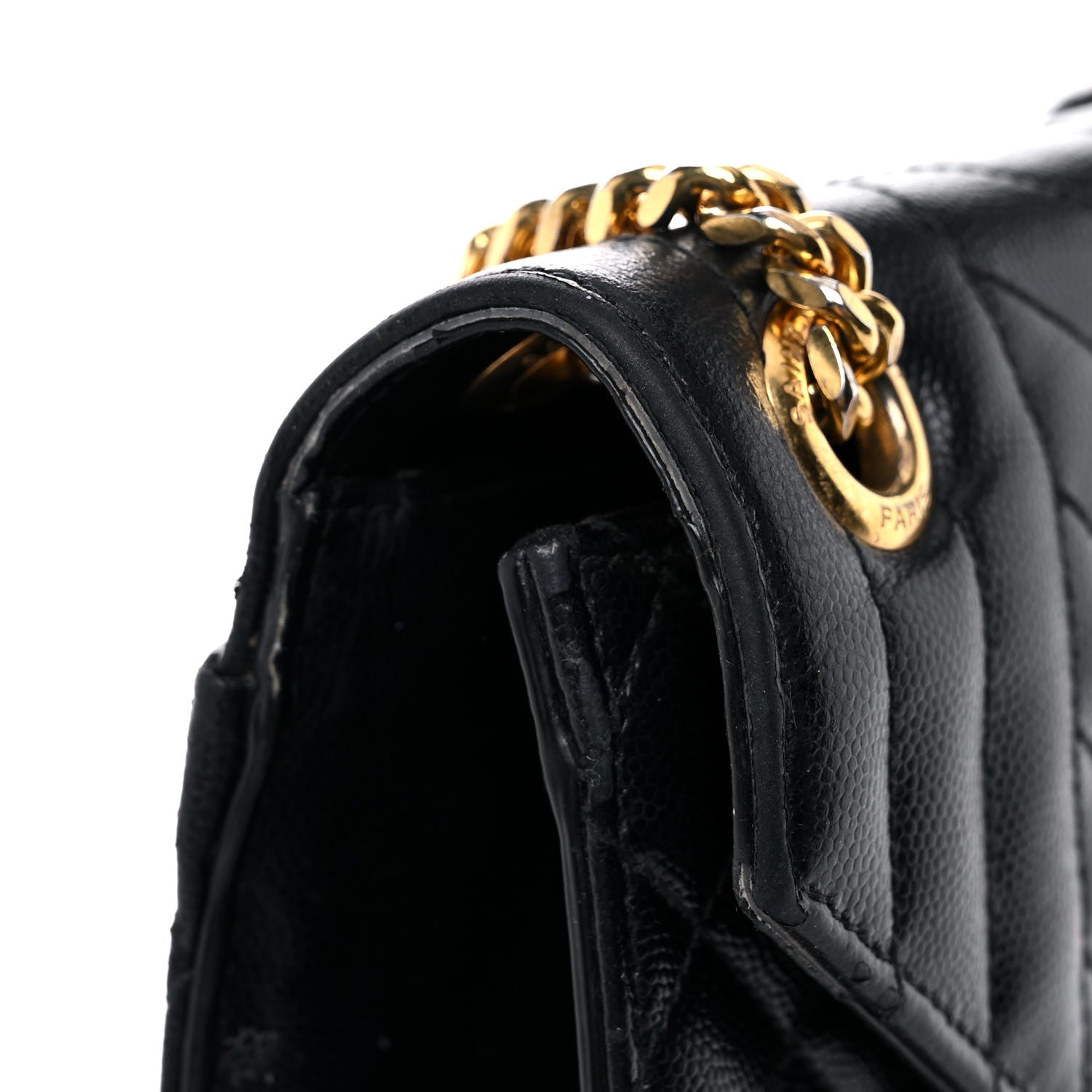 Saint Laurent Grain De Poudre Textured Mixed Matelasse Large Triquilt Monogram Satchel Black 25 of 28