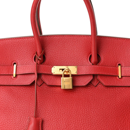Hermes Taurillon Clemence Birkin 35 Rouge Vif 7 of 9