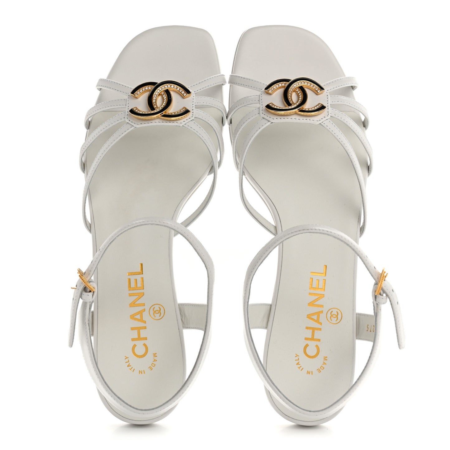Lambskin Crystal CC Sandals 37.5 White
