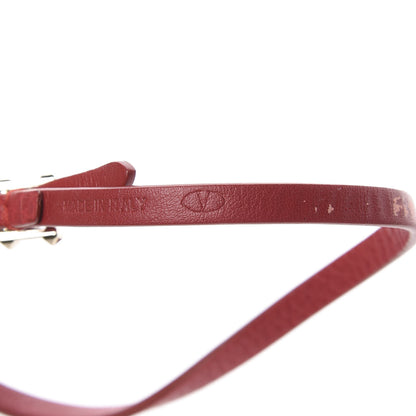 Valentino Garavani Vitello Rockstud Double Wrap Bracelet Red 5 of 6