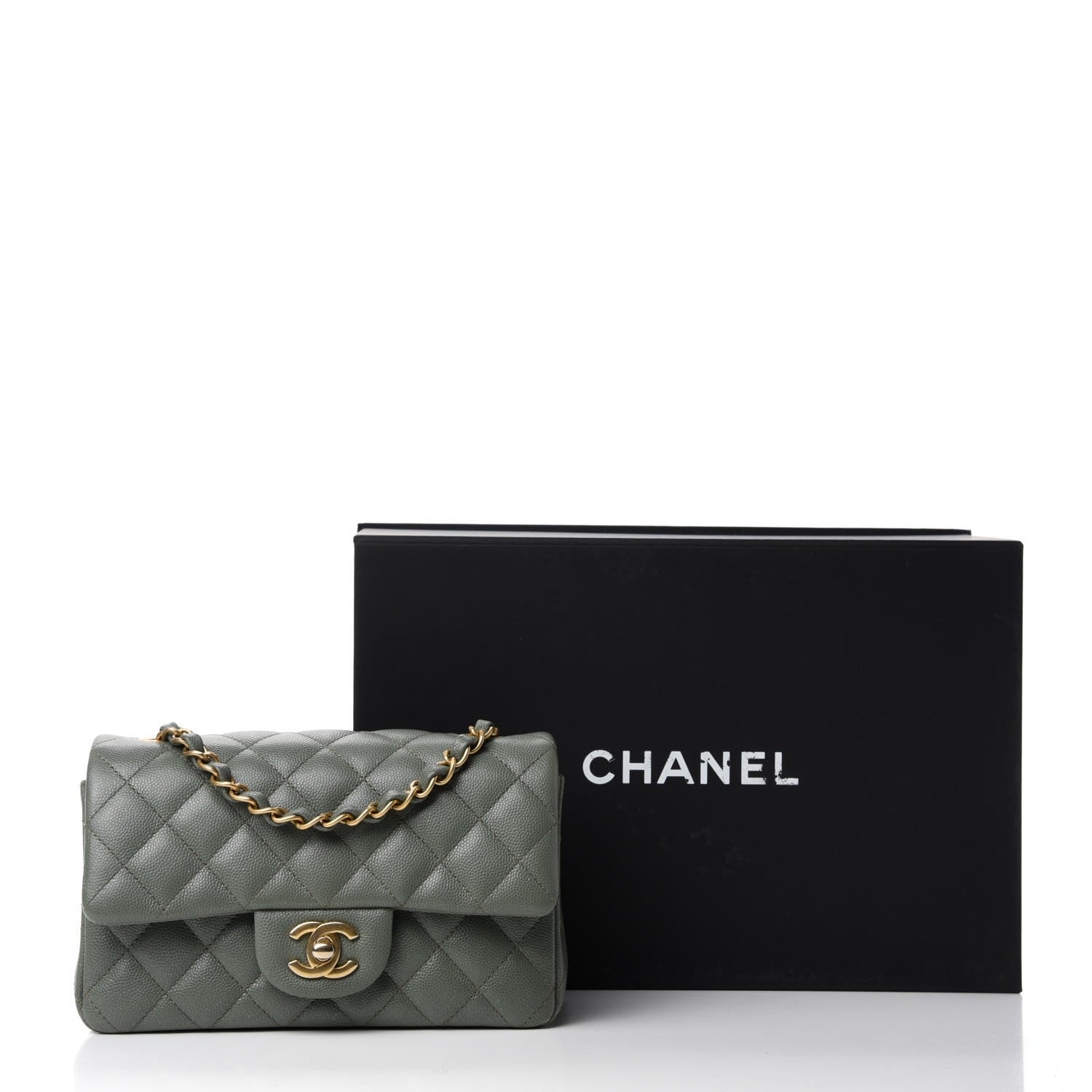 Chanel Iridescent Caviar Quilted Mini Rectangular Flap Green 11 of 11