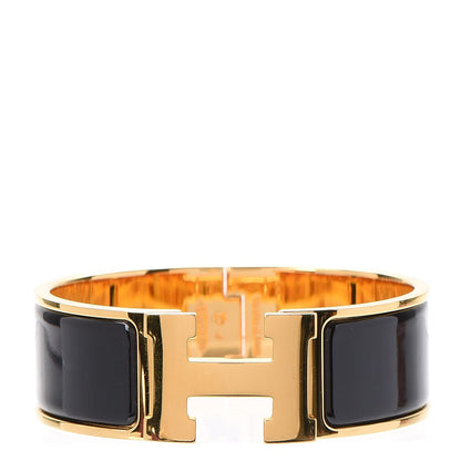 Hermes Enamel Wide Clic Clac H Bracelet PM Black 1 of 5