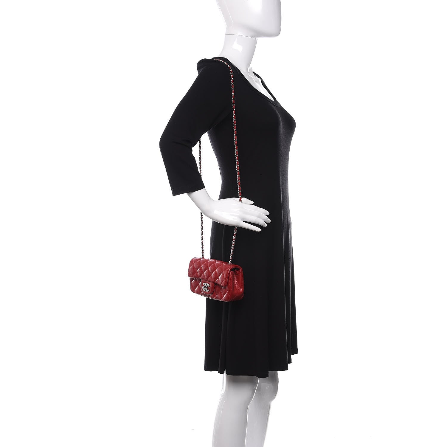 Chanel Caviar Quilted Extra Mini Flap Red 2 of 10