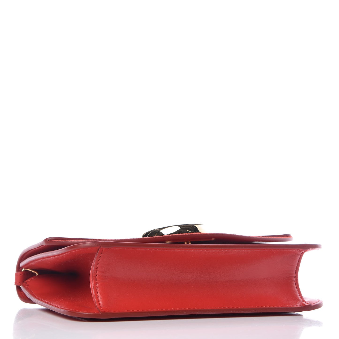 Calfskin Suede C Clutch With Chain Plaid Red