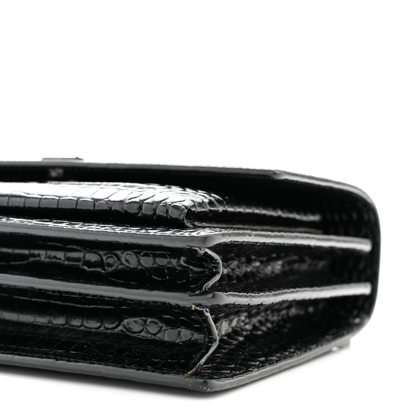 Calfskin Crocodile Embossed Medium Monochrome Monogram Sunset Black
