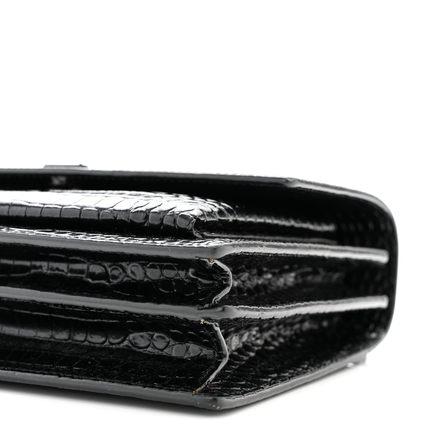 Saint Laurent Calfskin Crocodile Embossed Medium Monochrome Monogram Sunset Black 10 of 11