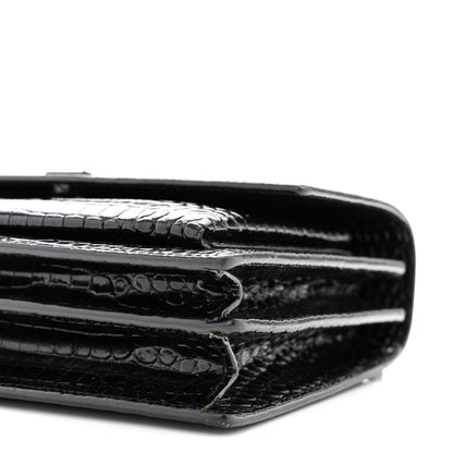 Saint Laurent Calfskin Crocodile Embossed Medium Monochrome Monogram Sunset Black 10 of 11