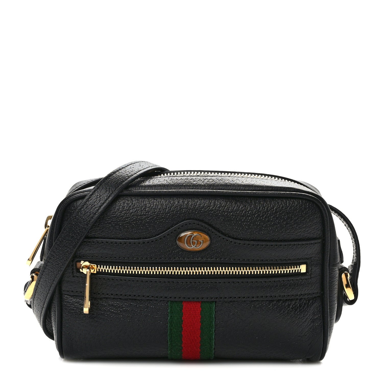 Gucci Calfskin Web Mini Ophidia Shoulder Bag Black 1 of 10