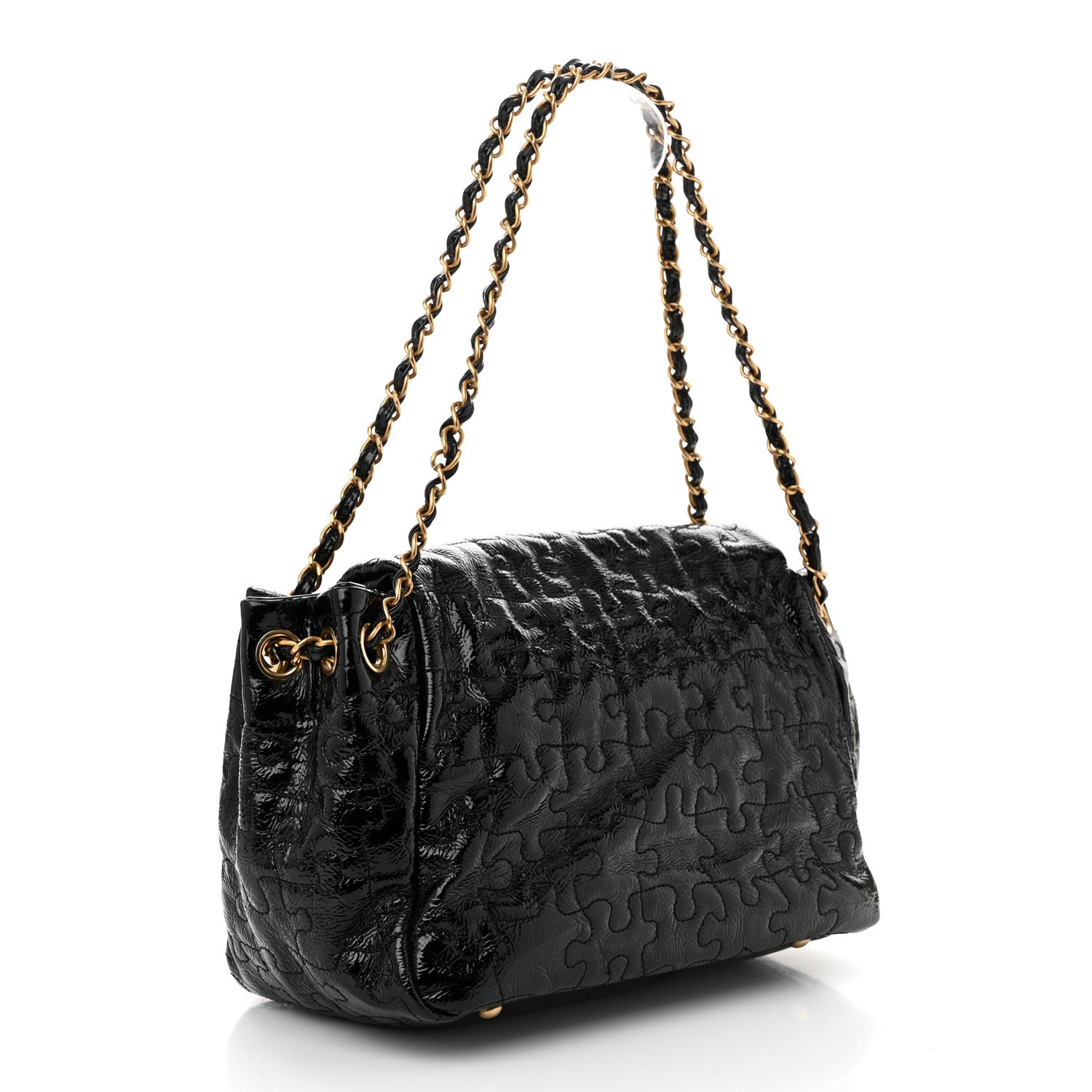 Chanel Patent Puzzle Accordion Flap Bag Black 3 of 10